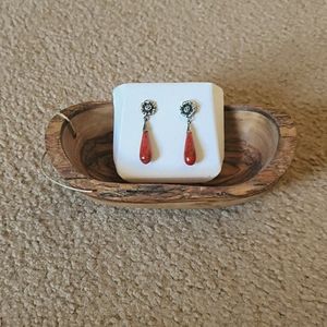 Silver wood earrings